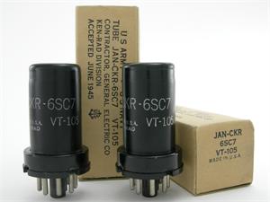 Ken-Rad JAN-CKR-6SC7 / VT-105 - metal bottle, matched pair