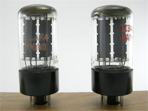 Mullard GZ34 / 5AR4 - 4 notch plates, short bottle, matched pair