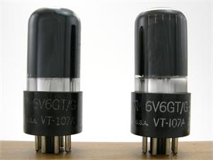 6V6GT/G / VT-107-A Ken-Rad - premium matched pair, black glass