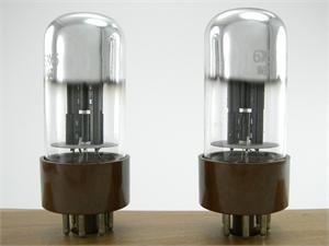 Sylvania JAN CHS 6X5WGT - brown base, matched pair